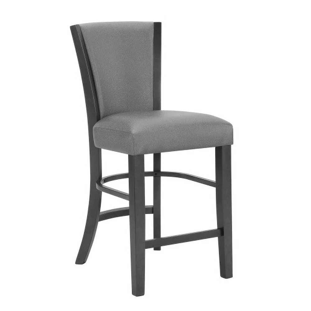 JDZDESIGN 2pc Contemporary Glam Upholstered Counter Height Dining Side Chair Padded Plush Gray Fabric Upholstery Rich Black Color Wooden