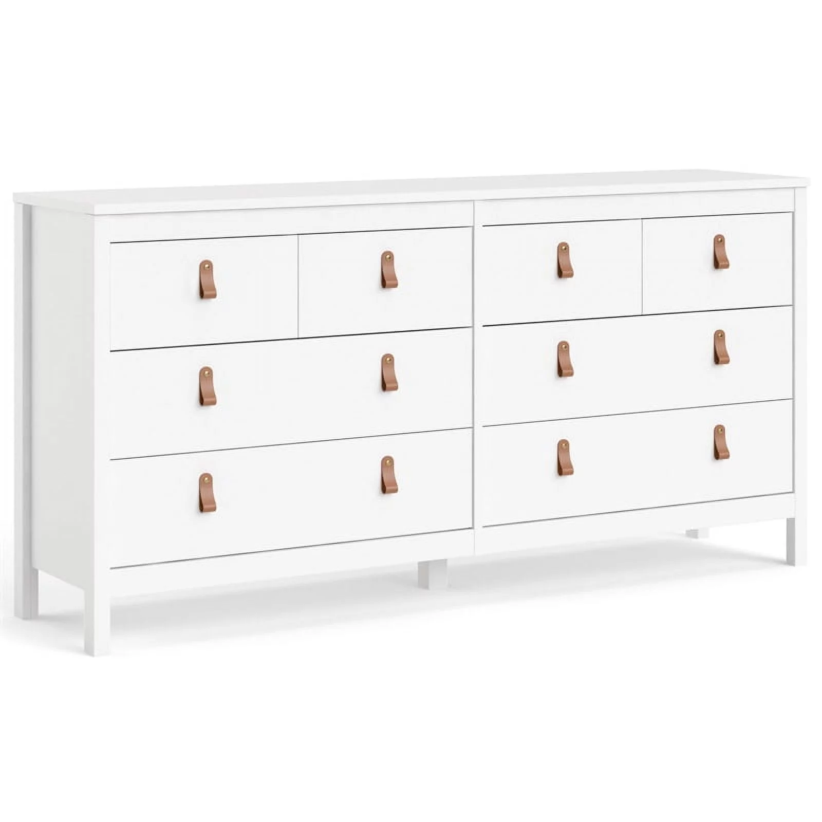 Pemberly Row Engineered Wood 8 Drawer Double Dresser in White