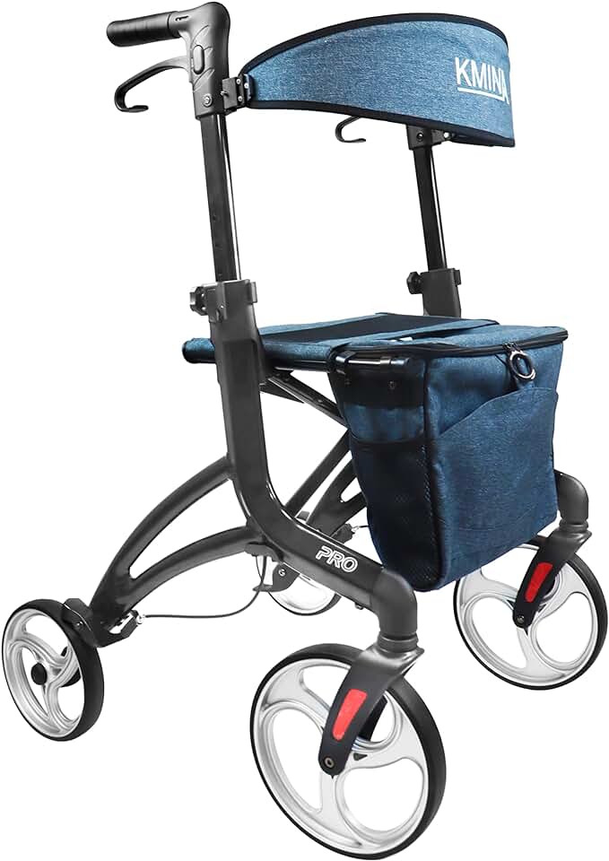 KMINA PRO - Tall Rollator Walker with Seat for Tall People (User Height 5'7