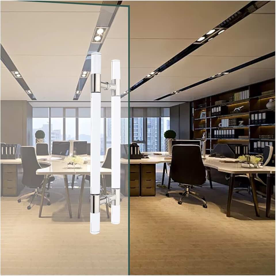 Office Glass Door Handle - Acrylic Clear Crystal Finish, Kitchen/Bathroom/Garage Gate Push Pull Bar Hardware, 60/80/100/120/150 cm Long/Silver/Length-80Cm/31.4In