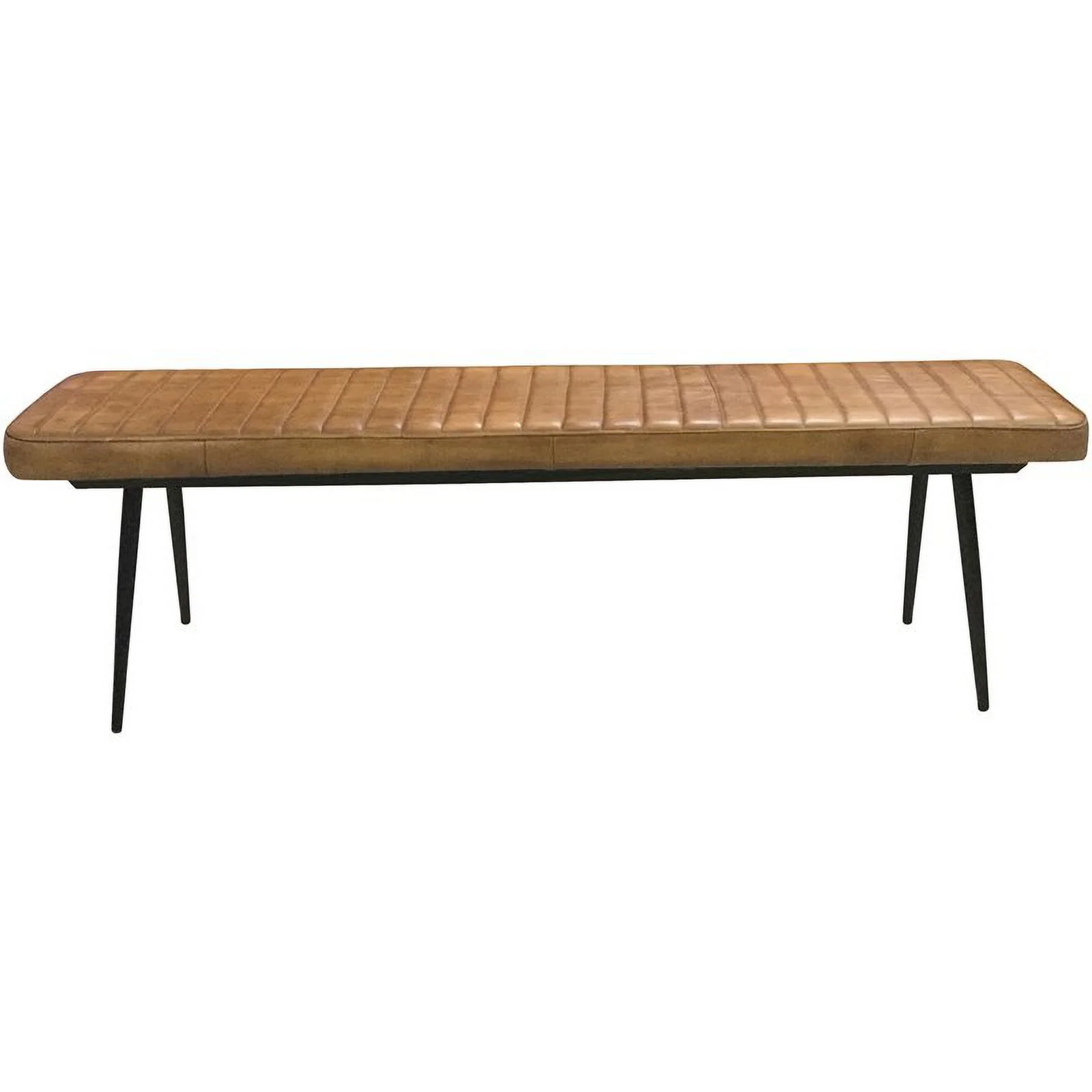 Pemberly Row Leather Upholstered Cushion Bench Camel and Black