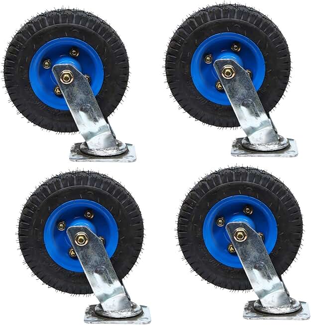 Replacement Wheel, Thickened Inflatable Wheel, 6 Inches, 8 Inches, 10 Inches, Rubber Rotating Wheel, Bearings, Flexible Rotation and Smooth Driving, Heavy Duty Caster with Brake