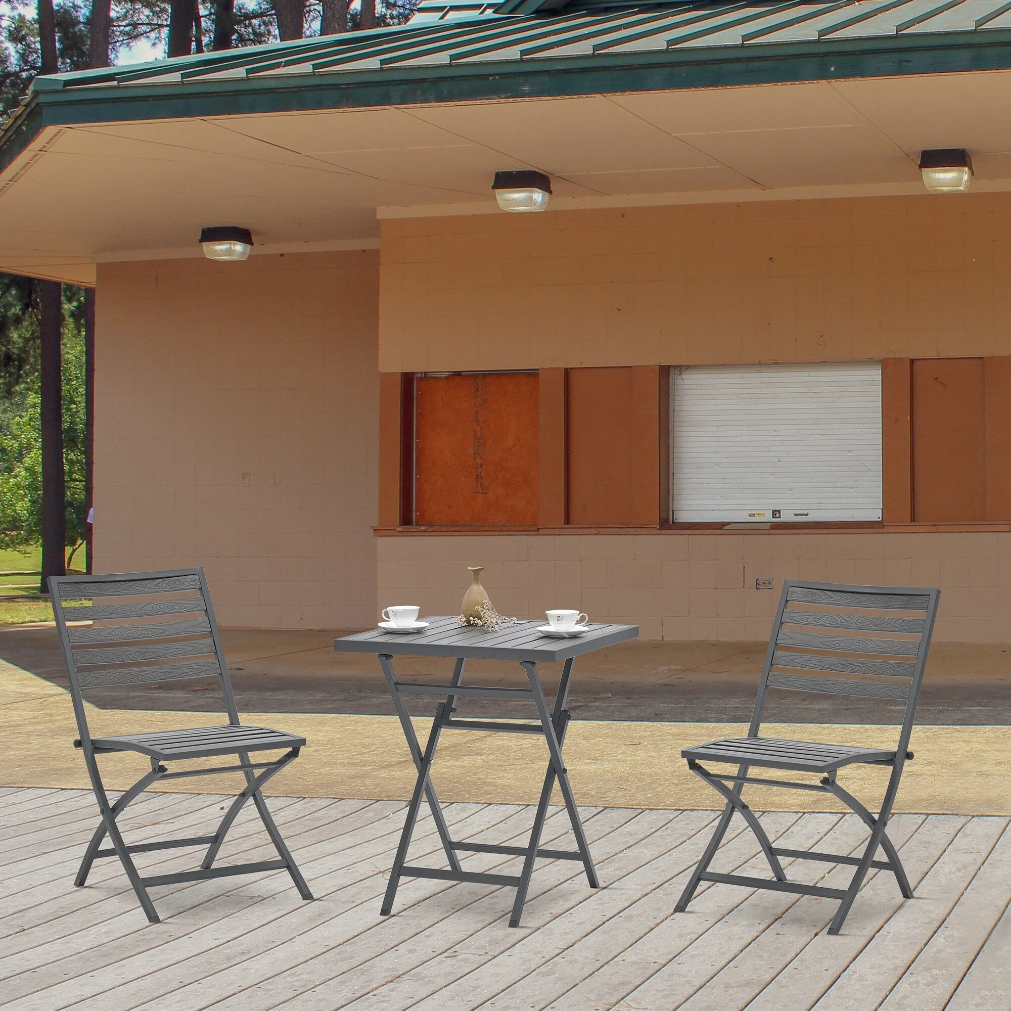 Outdoor Plastic Wood Folding Table and Chair