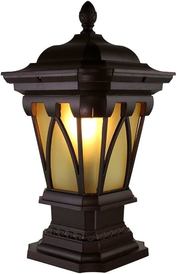 GUOCC Creative 48cm Aluminum Waterproof Dustproof Outdoor Pedestal Column Light Metal Glass Lamp Cover Post Lamp Park Patio Decor Pillar Lantern E27 Retro Exterior Street Post Lighting Lights Fixture