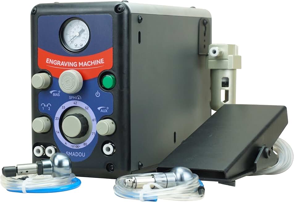 Dual-Head Pneumatic Jewelry Engraver Machine Pneumatic Hand Engraving Machines Pneumatic Graver Handpiece Micro Engraer for Jewelry Crafts and Wrought Iron