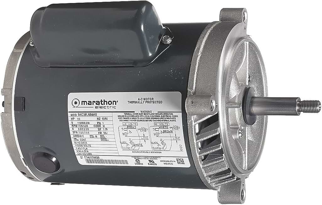 Marathon C337 56J Frame Open Drip Proof 5KC49NN2167X Jet Pump Motor, 1-1/2 hp, 3600 RPM, 115/230 VAC, 1 Phase, 1 Speed, Ball Bearing, C-Face, Capacitor Start