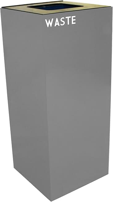 Witt Industries 36GC03-SL GeoCube Recycling Receptacle with Waste Opening, Steel, 36 gal, Slate