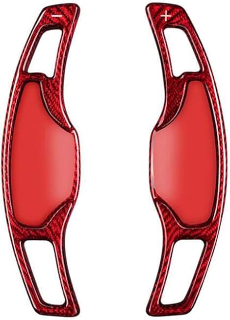 2Pcs Real Carbon Fiber Car Steering Wheel Shift Paddle Compatible with Cadillac XTS XT4 XT5 ATSL CT6 CT5 CT4 Paddle Shifter Extension(Red)