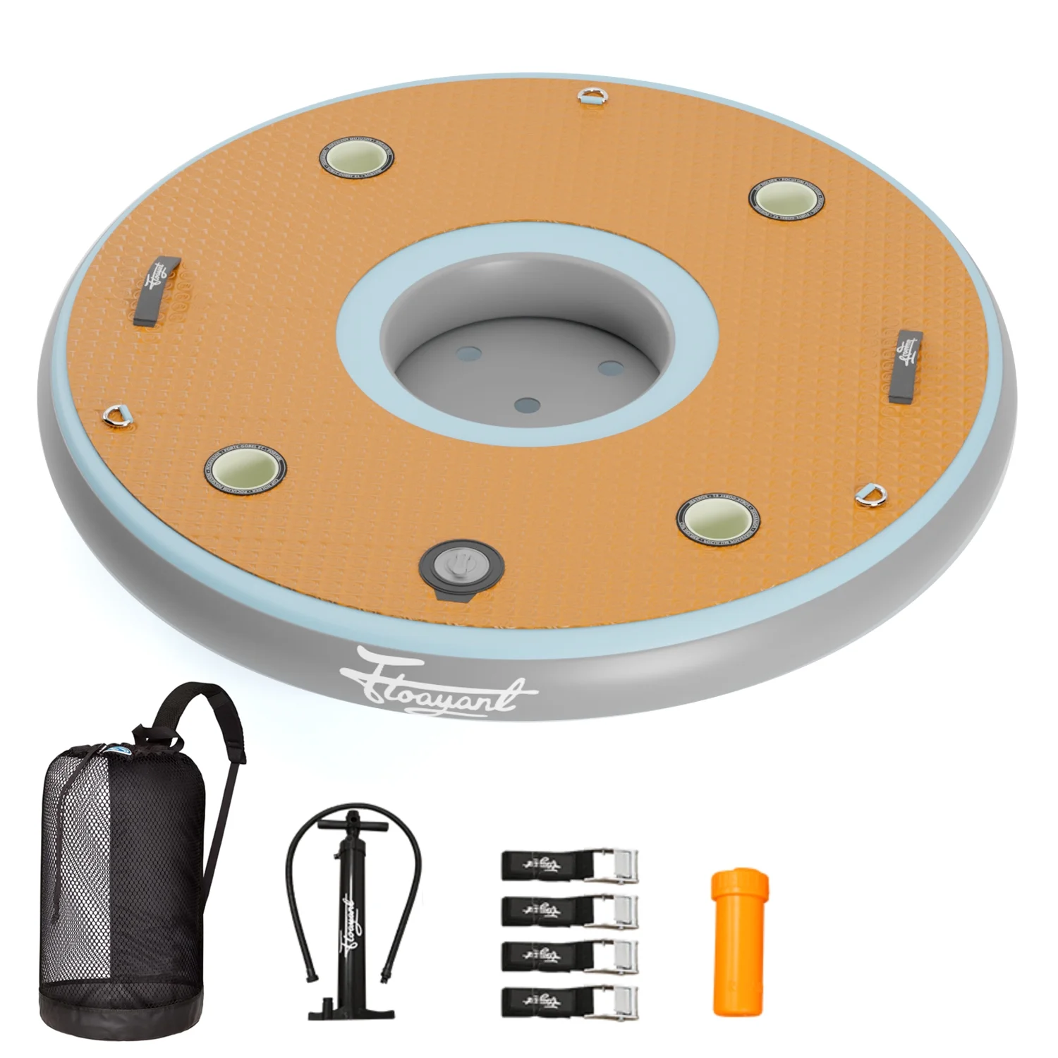 Inflatable Floating Bar | Pool Drink Floats with Built-in Cooler and Cup Holders | Portable Party Raft | Floating 4ft Round Table for Pools, Hot Tubs and Lakes | 1 Pack of Floating Bar