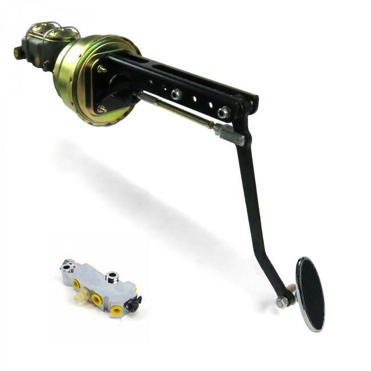 Helix Suspension Brakes & Steering  Universal Adjustable Firewall 7 in. Dual Brake Pedal Kit Disc & Drum Small Oval Chrome Pad