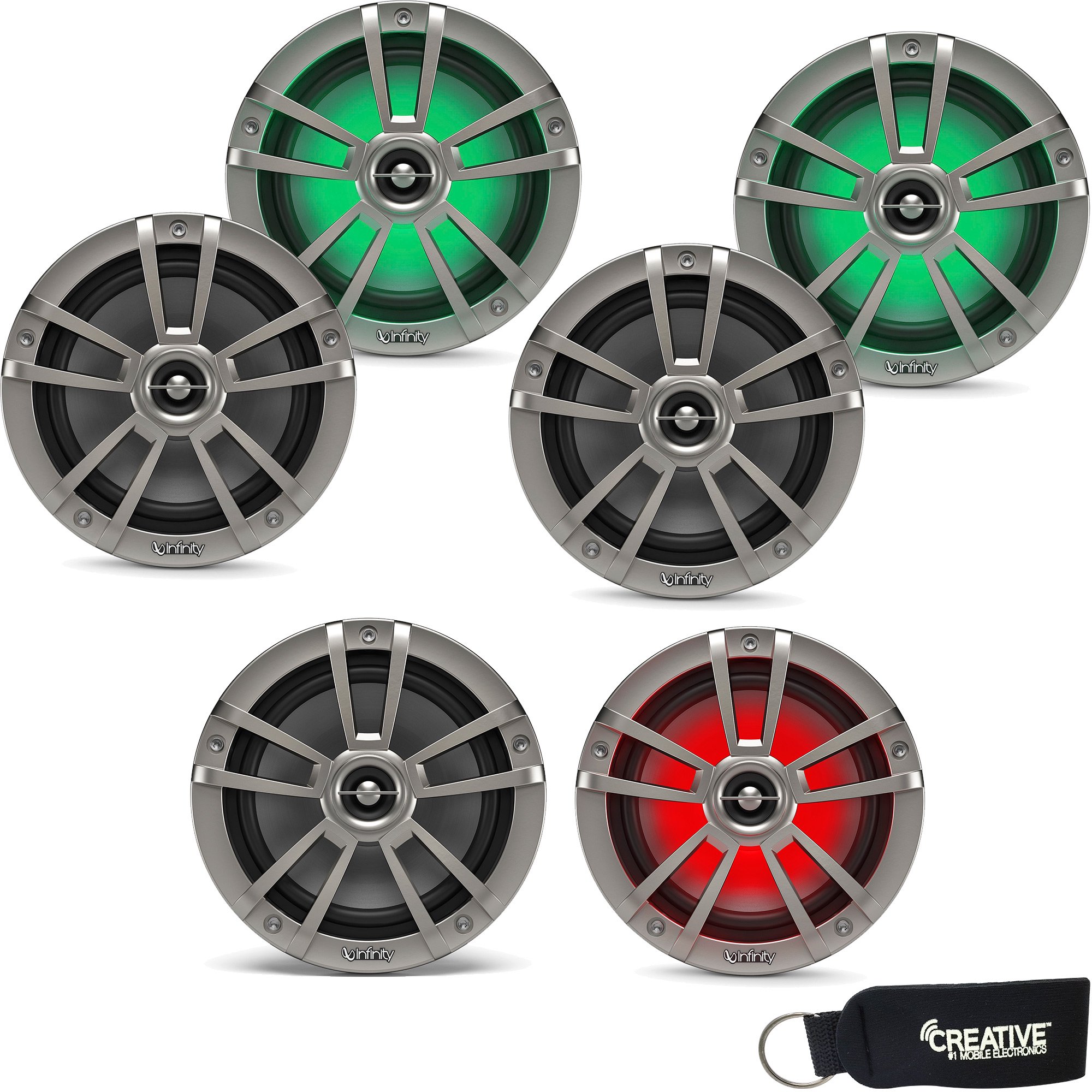 Infinity Marine Bundle - Three Pairs of Infinity 622MLT Marine 6.5 Inch RGB LED Coaxial Speakers - Titanium