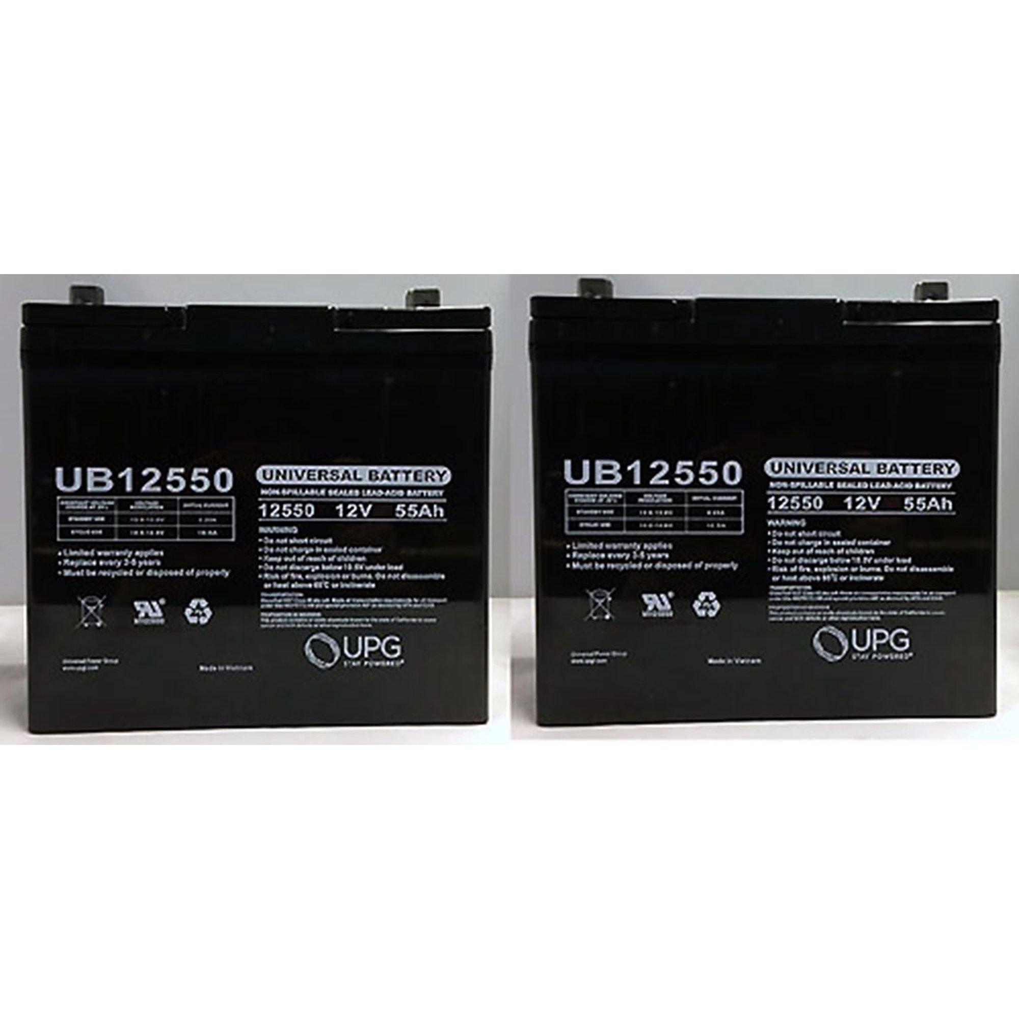 12V 55Ah Battery for Power King UT 620HV Tractor - 2 Pack