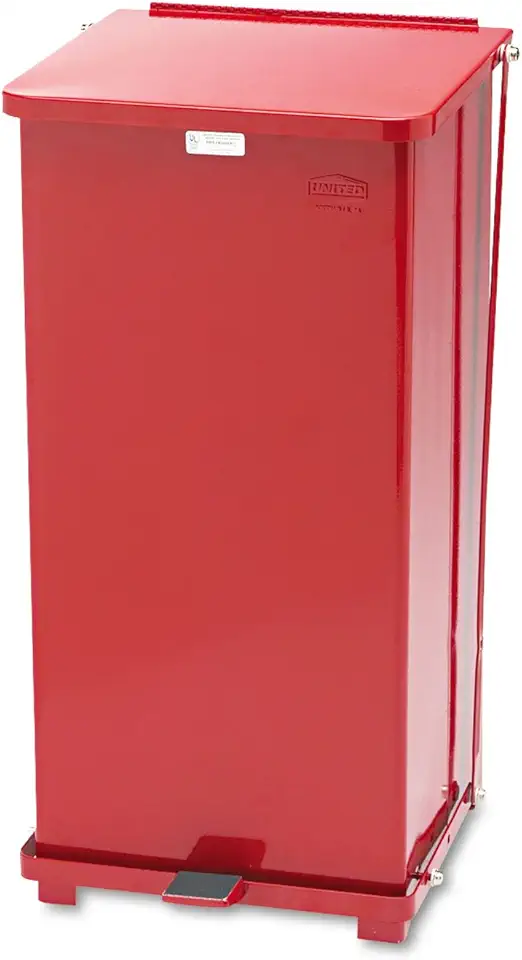 Rubbermaid Commercial Products Defenders Step-On Trash Can with Plastic Liner, 13-Gallon, Red, Good with Infectious Waste in Doctors Office/Hospital/Medical/Healthcare Facilities