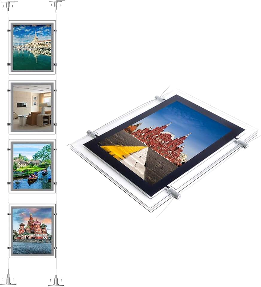 A4 Portrait Wall Arts Led Backlit Light Box Real Estate Window Display Sign Holder(4pcs A4 a Row, Vertically)