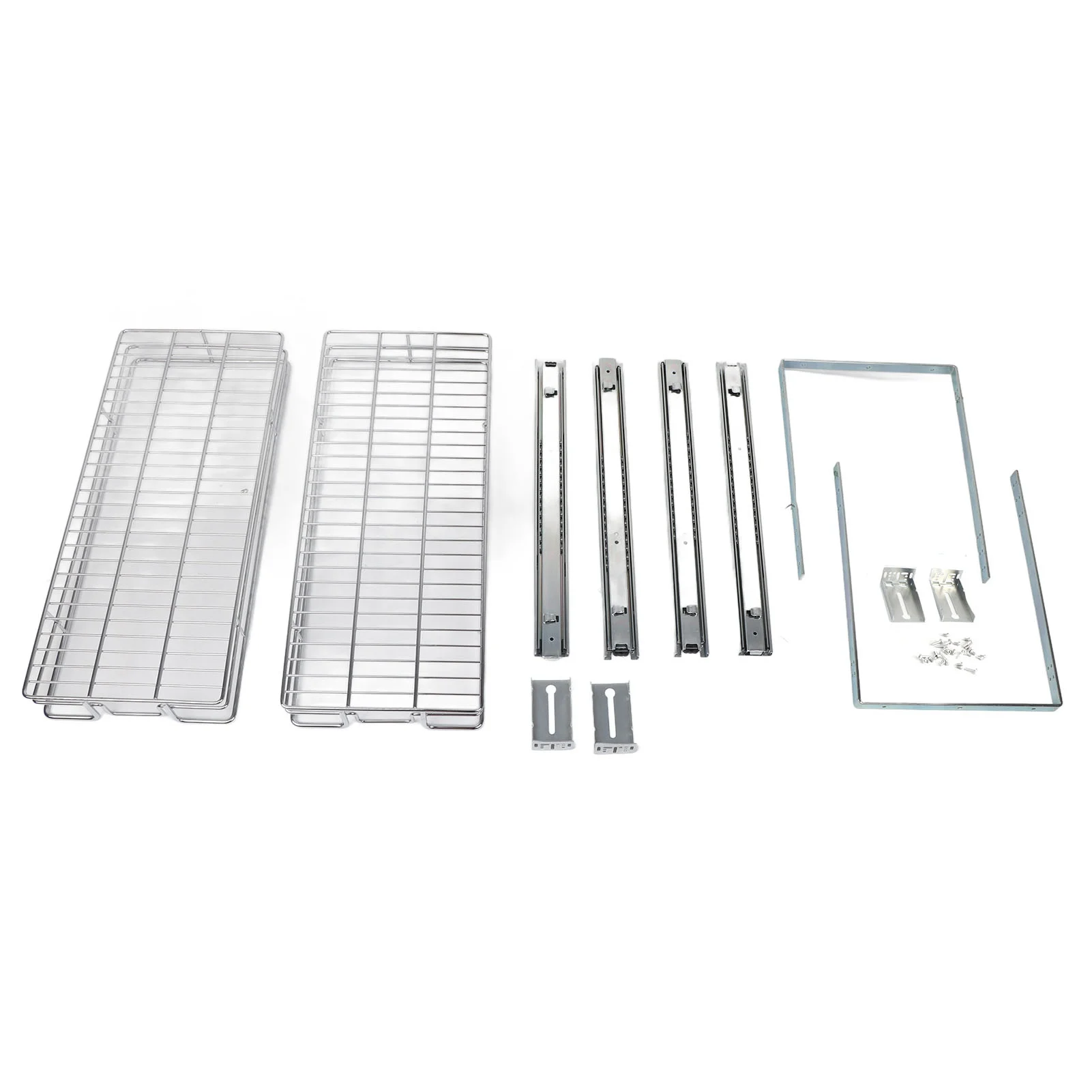 Individual Pull Out Cabinet Drawer Organizer Buckle Connecting 2 Tier Pull Out Storage Shelf 11x21in