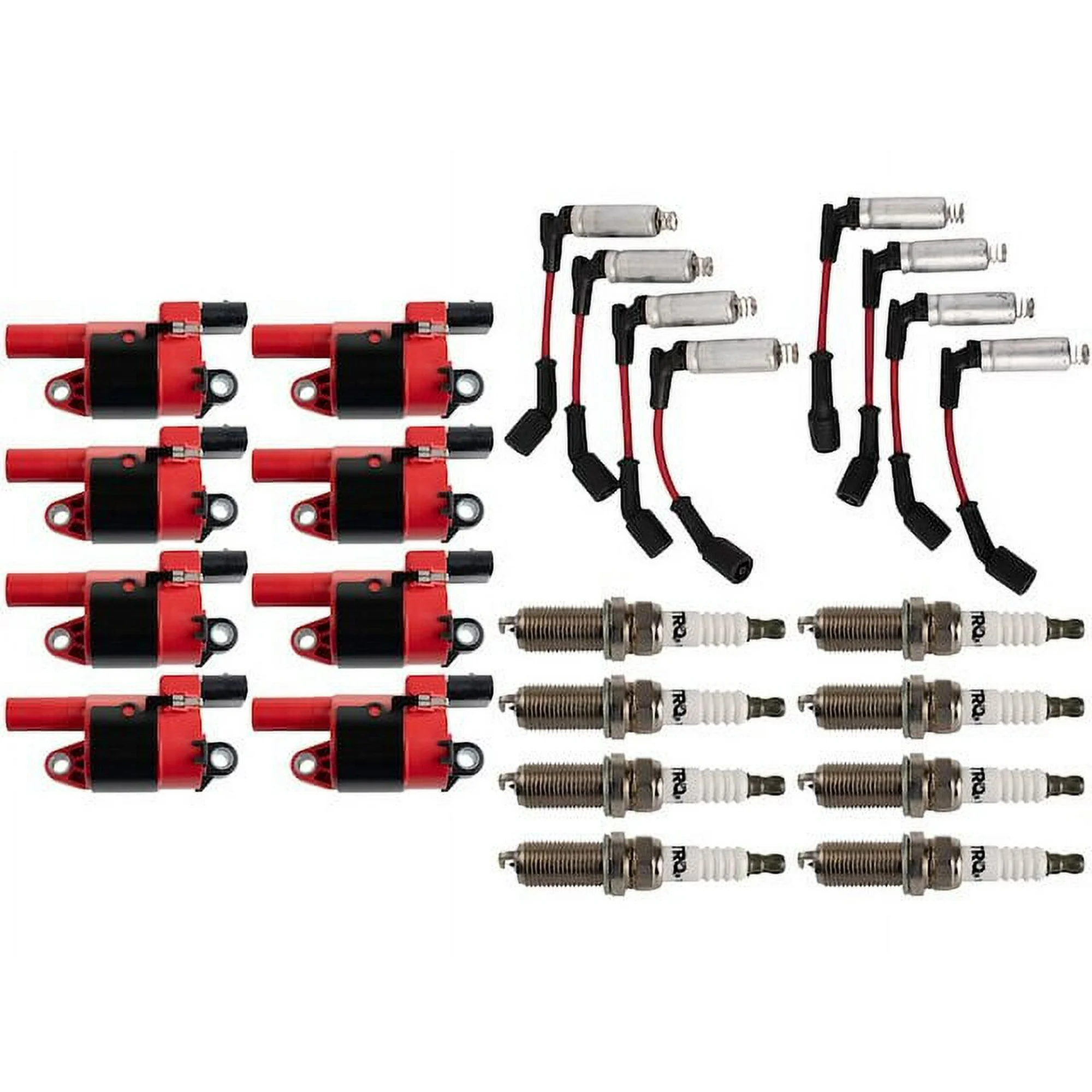 Ignition Coil Spark Plug and Wire Set 17 Piece - Compatible with 2007 - 2008 GMC Yukon