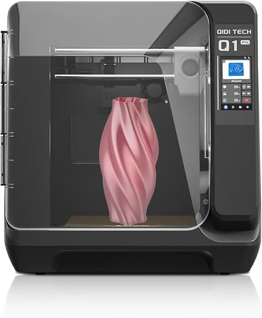 QIDI Q1 Pro 3D Printer with Active Chamber Heating, Max 600mm/s High-Speed, Core XY Structure, Fully Auto Leveling System, 350°C Direct Extruder Support Carbon Fiber Filaments,Smart Tangle Detection