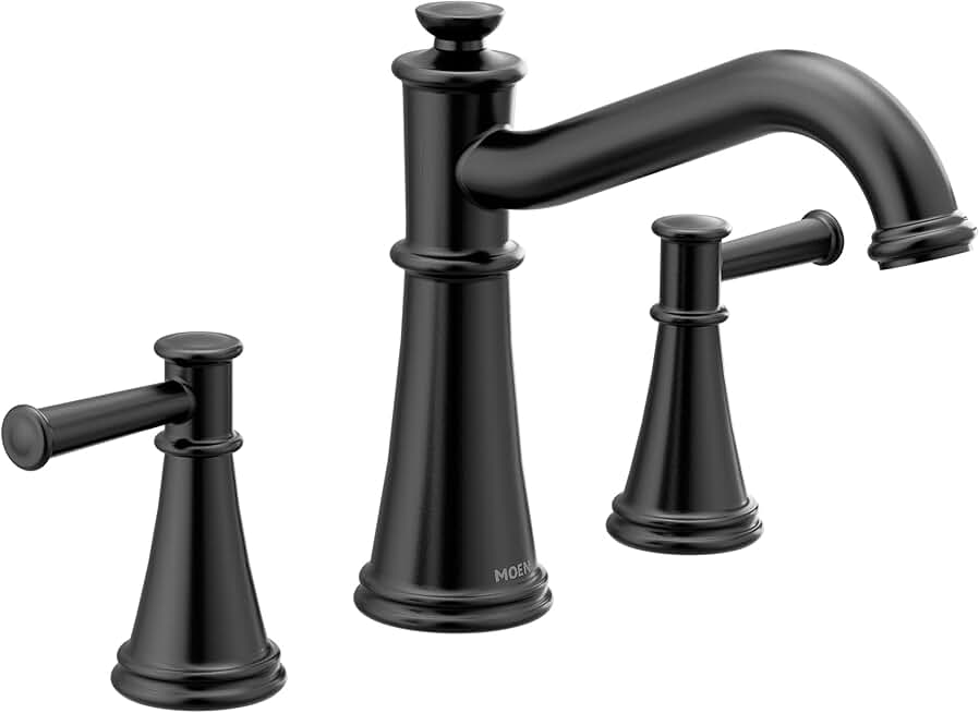 T9023BL Belfield Two-Handle Deck Mount Roman Tub Faucet Trim Kit, Valve Required, Matte Black