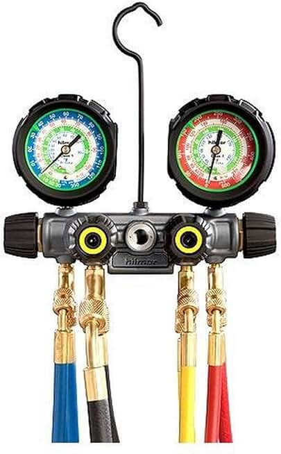 hilmor 1839109 R410A 4-Valve Manifold with Hoses