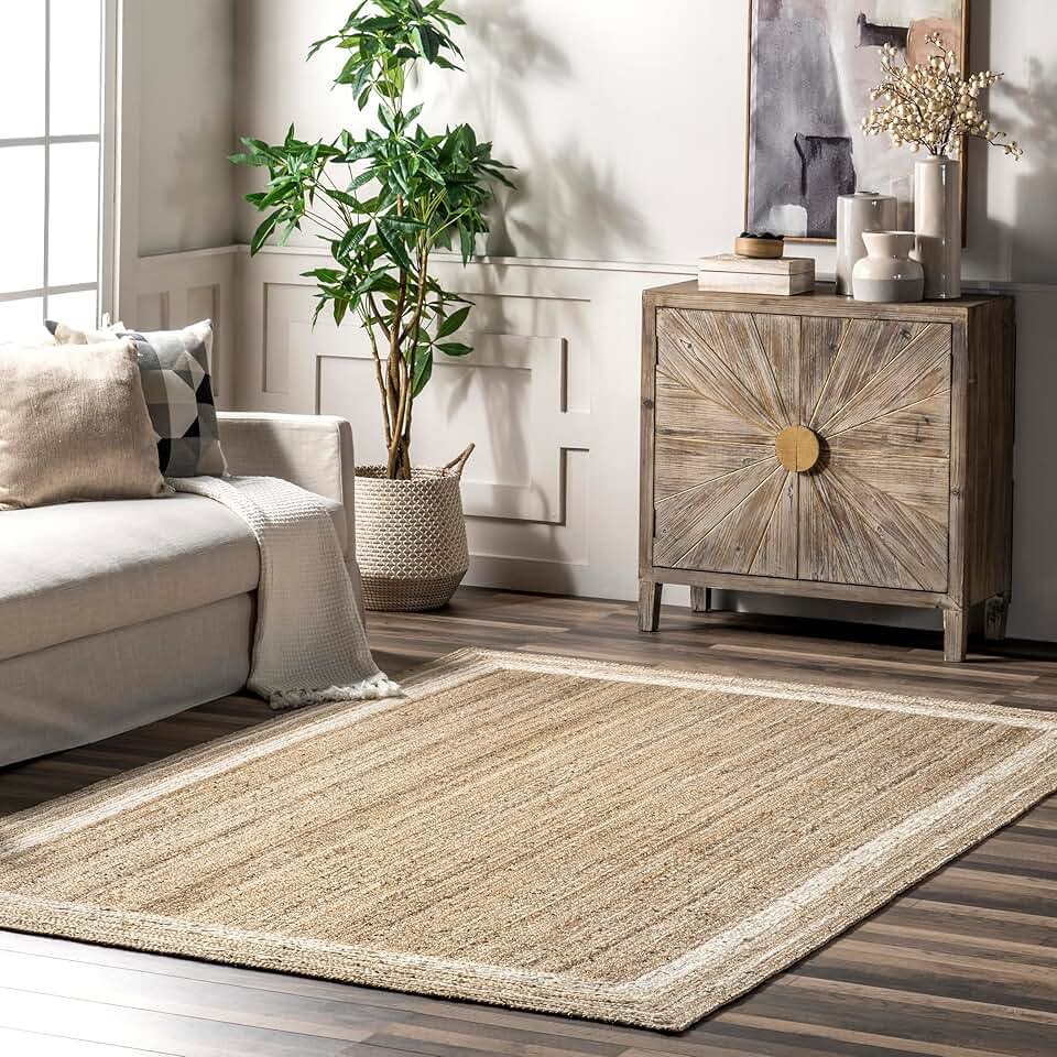 nuLOOM Rikki Coastal Braided Jute Area Rug, 6x9, Off-white