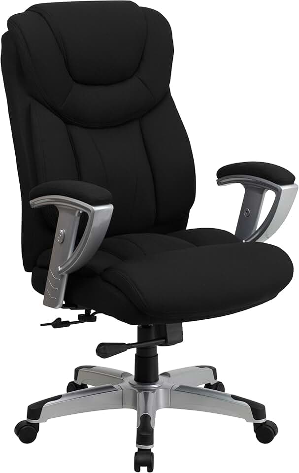 Flash Furniture HERCULES Series Big & Tall 400 lb. Rated Black Fabric Executive Ergonomic Office Chair with Silver Adjustable Arms