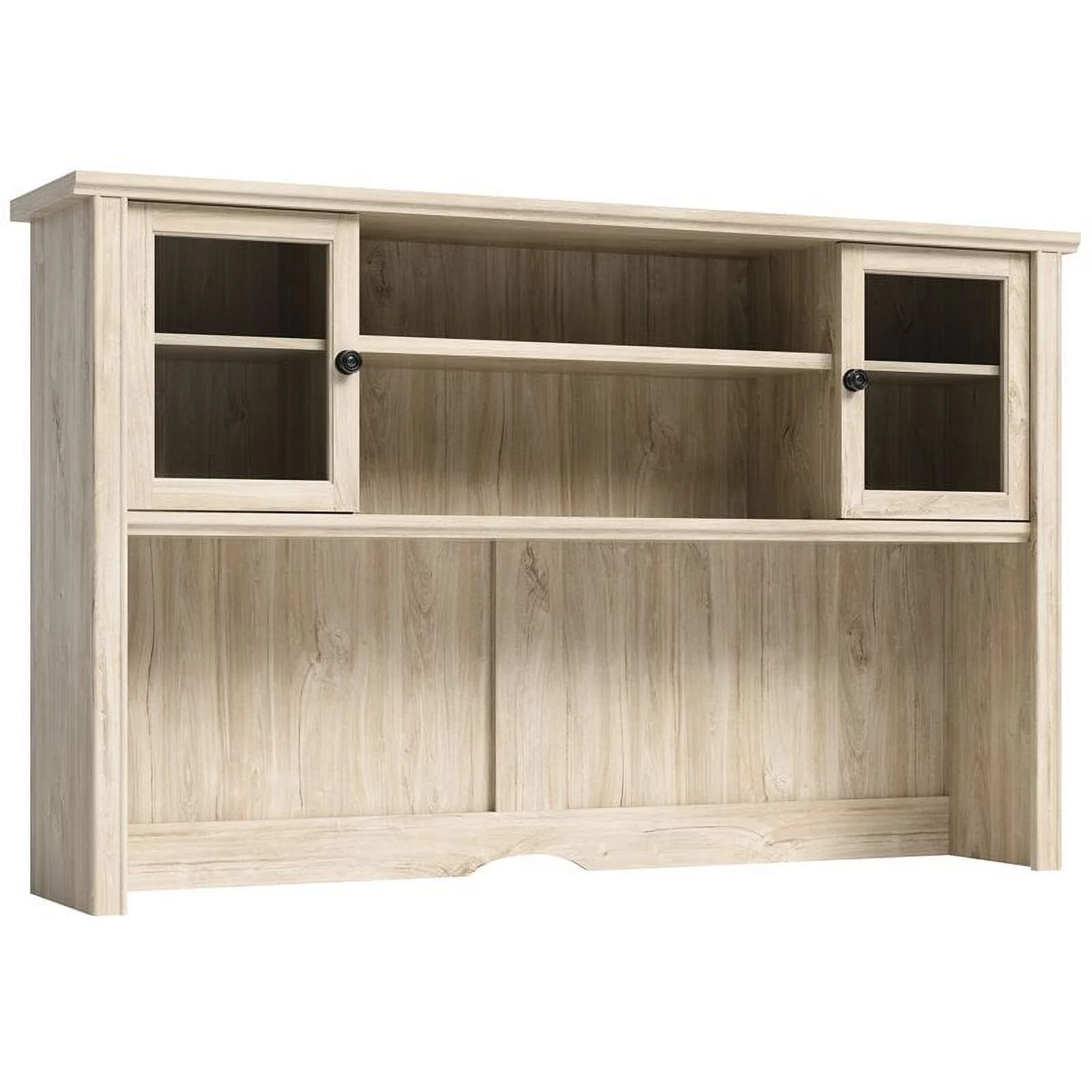 Pemberly Row Engineered Wood and Tempered Glass Doors Hutch in Chalked Oak