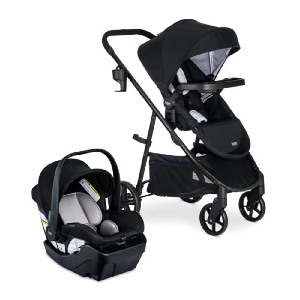 Britax Willow Brook Baby Travel System, Infant Car Seat and Stroller Combo with Aspen Base, ClickTight Technology, RightSize System and 4 Ways to Stroll, Onyx Glacier Onyx Glacier Willow Brook