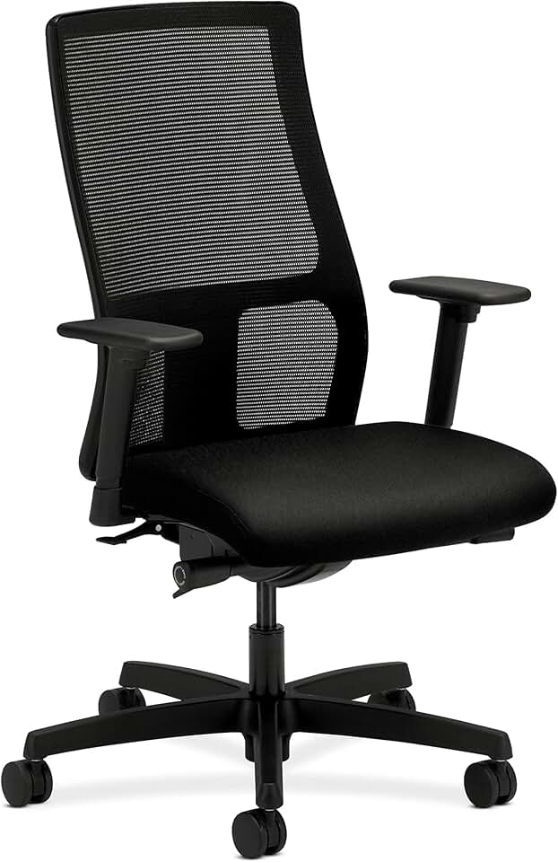 HON Ignition Series Mid-Back Work Chair - Mesh Computer Chair for Office Desk, Black (HIWM2)