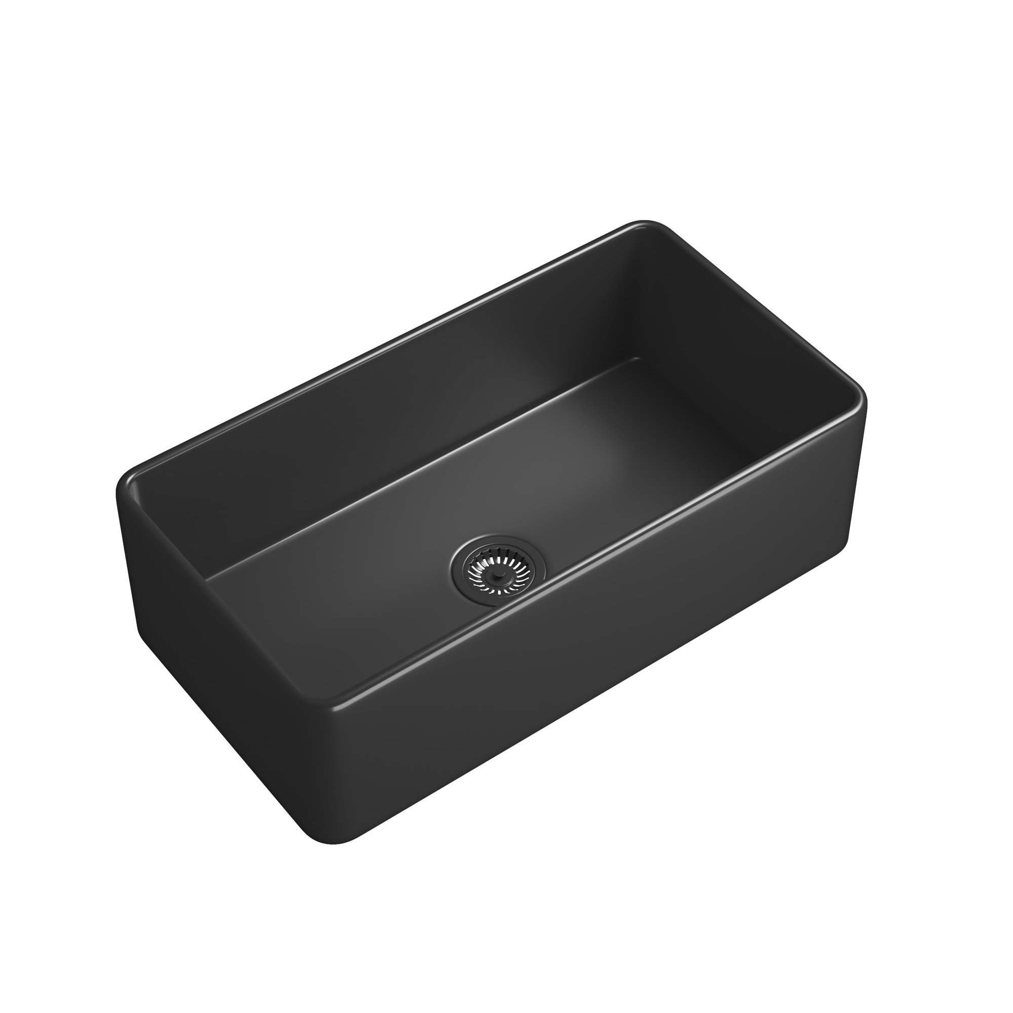 Inch White Farmhouse Kitchen Sink, Deep Apron Front Single Bowl Fireclay Porcelain Ceramic Sink - Heat Resistant-Black