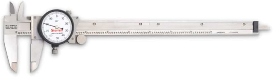 Starrett 120 Series Dial Slide Calipers for Accurate Measurement Without Case - White Face, 0-9