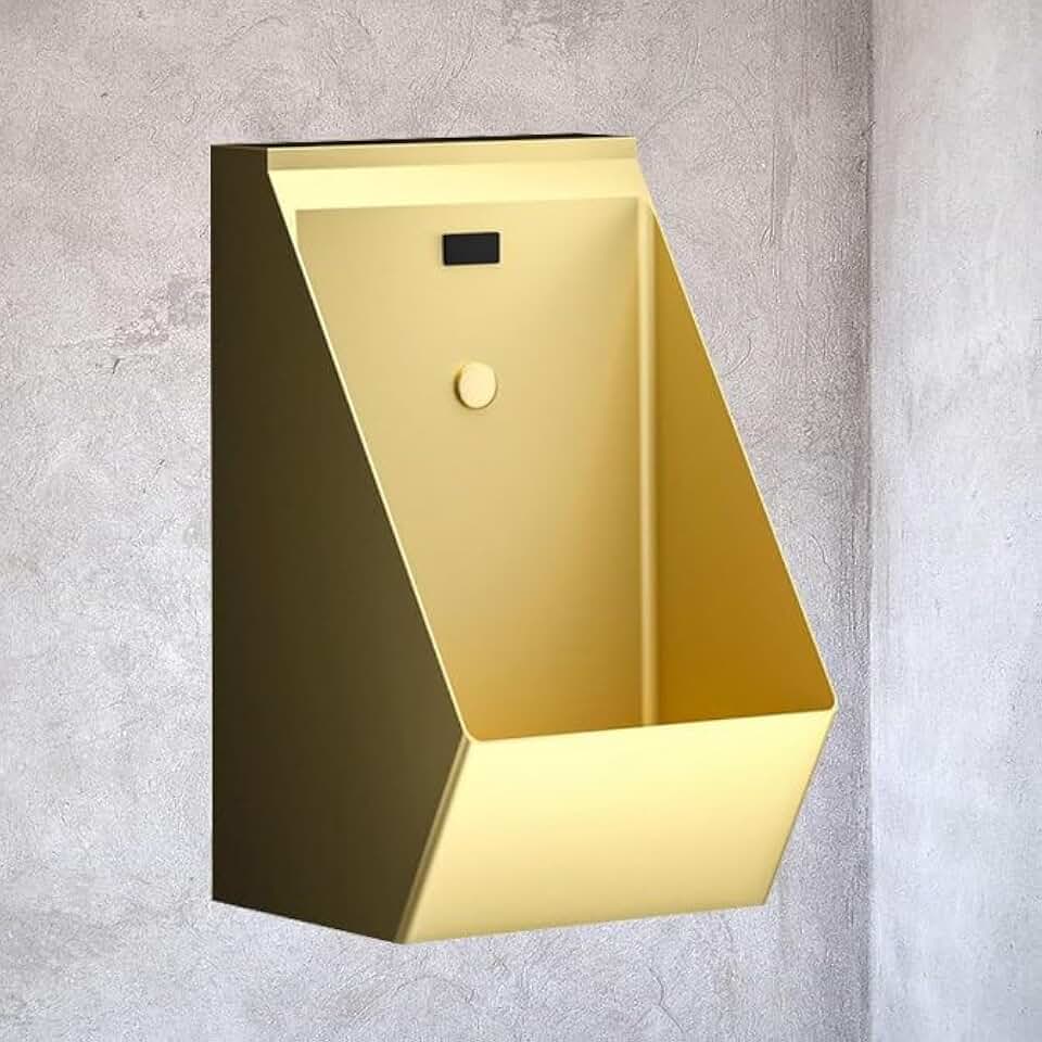 Family Bathroom Toilet 304 Stainless Steel Men's Urinal Tubs with Sensor Flush Valve Commercial Men's Urinal Bathroom Toilet for Adults Bathroom Hotels Shopping,Gold