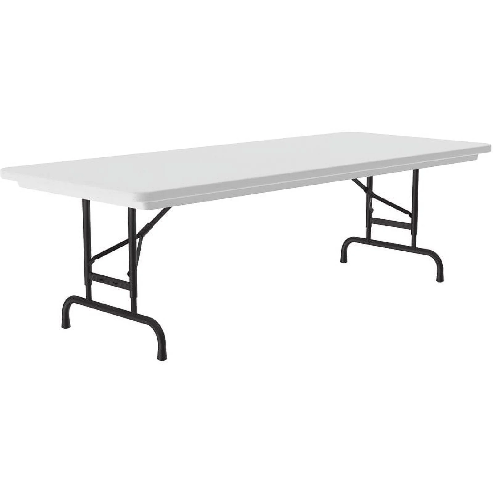 Pemberly Row Plastic Resin Folding Table with Adjustable Height in Gray Granite