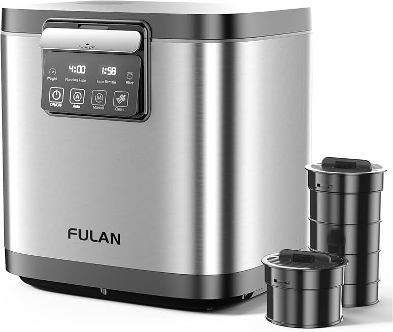 Electric Composter for Kitchen Indoor: 3.8L Large Capacity Odorless Composter Kitchen Counter, Smart Auto Garbage Disposal Home Compost Machine With Timer Display, Turn Waste to Pre-Compost for Plants