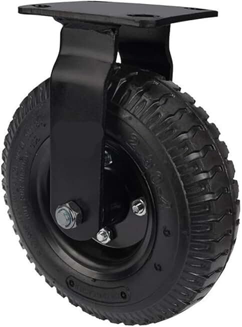 8-inch Electrophoresis Inflatable Rubber Fixed Caster Wheel Air Luggage Cart 1Pcs