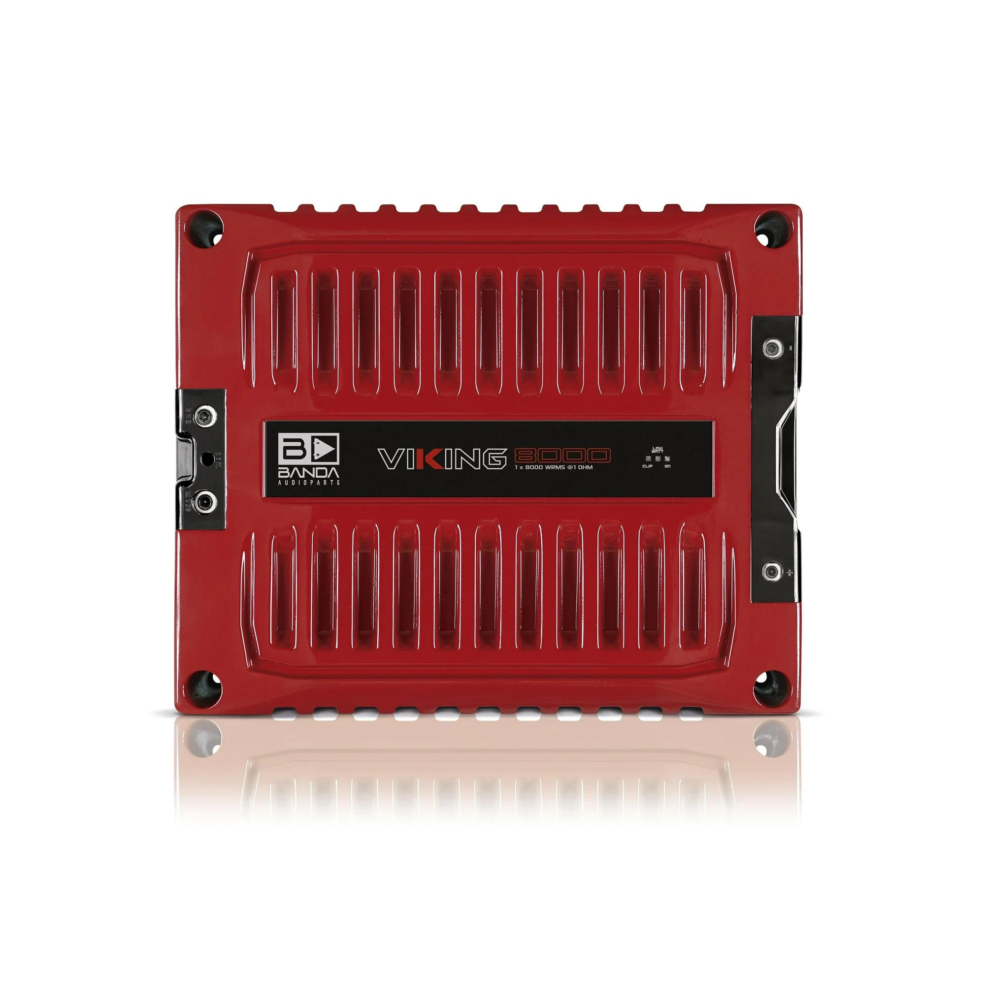 Banda VIK8000.1RED New Viking 8000 Watts Rms Amplifier Audio Car Speaker 1-Ohm Full Range Crafted with Aluminum Chassis, LED Indicators - Red
