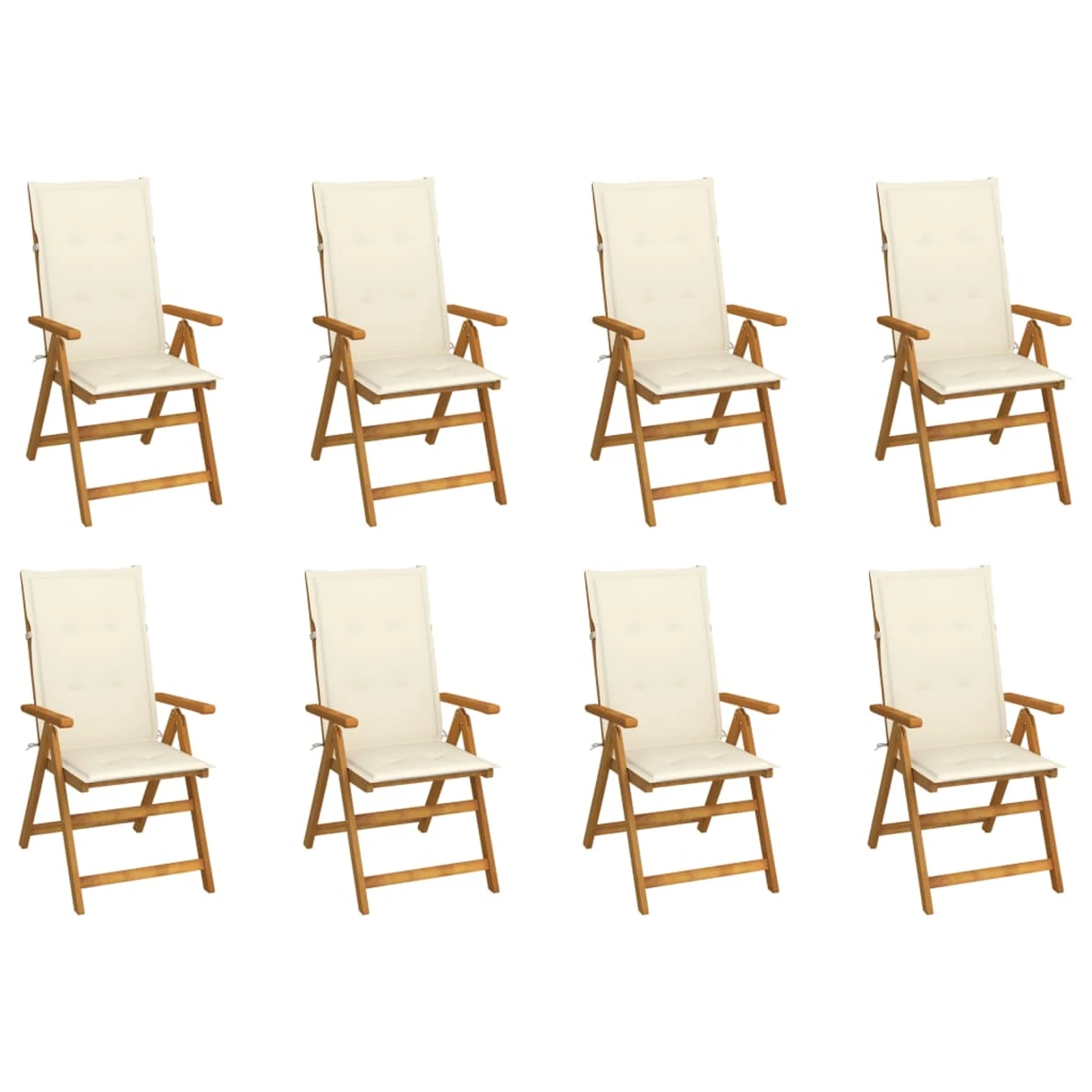 Irfora Folding Patio Chairs with Cushions 8 pcs Solid Acacia Wood