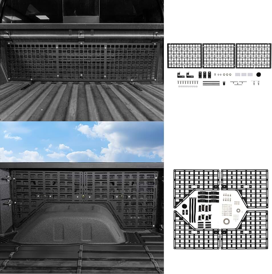 Side Bed Panel Bundle with 2019-2024 Chevrolet Silverado GMC Sierra 1500 Front Bed Panel Rear Storage Organizer Cargo Shelf Rack Replacement for 2023 Chevy Silverado GMC Sierra Accessories