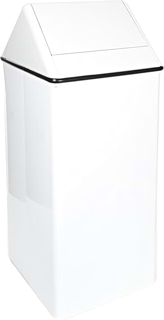 Witt Industries 1511HTWH Stainless Steel 36-Gallon Waste Watcher Hamper and Swing Top Receptacle, Square, 19