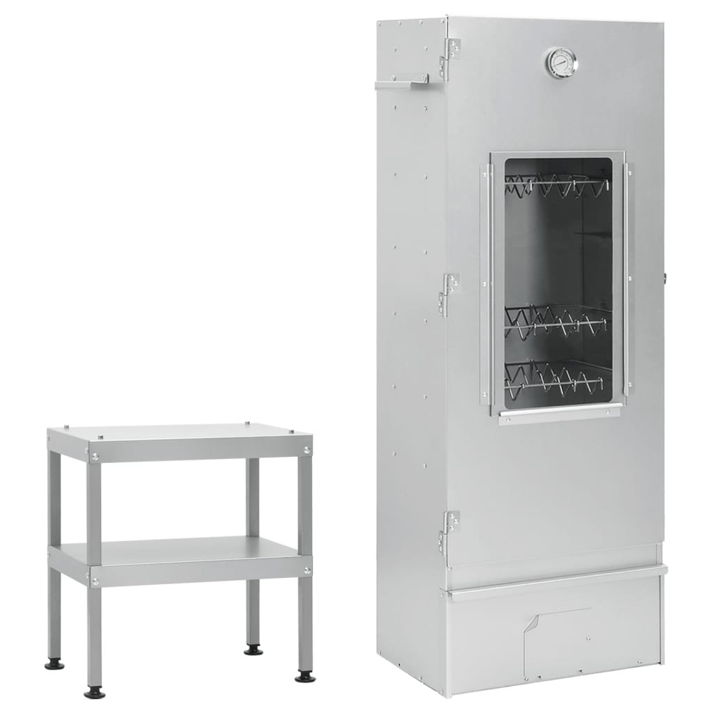 Outdoor BBQ Oven Smoker Grill with Side Table, Durable Galvanized Steel Construction, Easy Temperature Control, Ideal for Grilling Enthusiasts and Backyard Parties