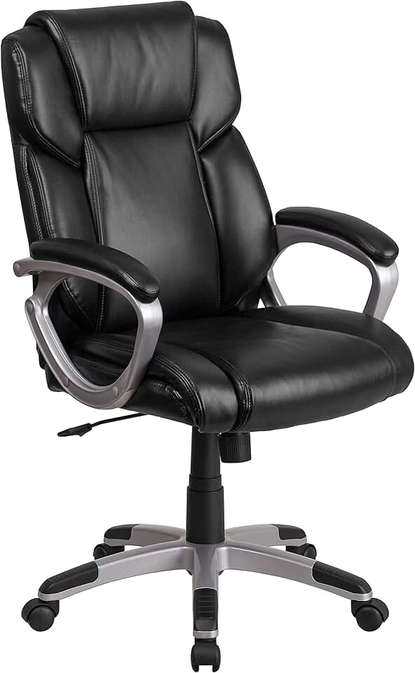 Flash Furniture Carolyn Mid-Back Black LeatherSoft Executive Swivel Office Chair with Padded Arms