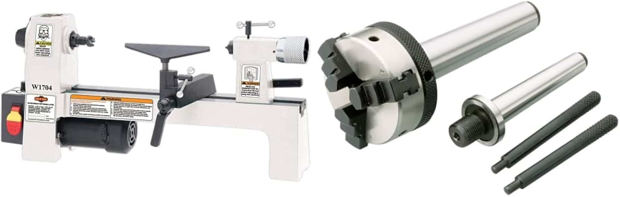 SHOP FOX W1704 1/3-Horsepower Benchtop Lathe & D4103 Mini Lathe Chuck with Arbors