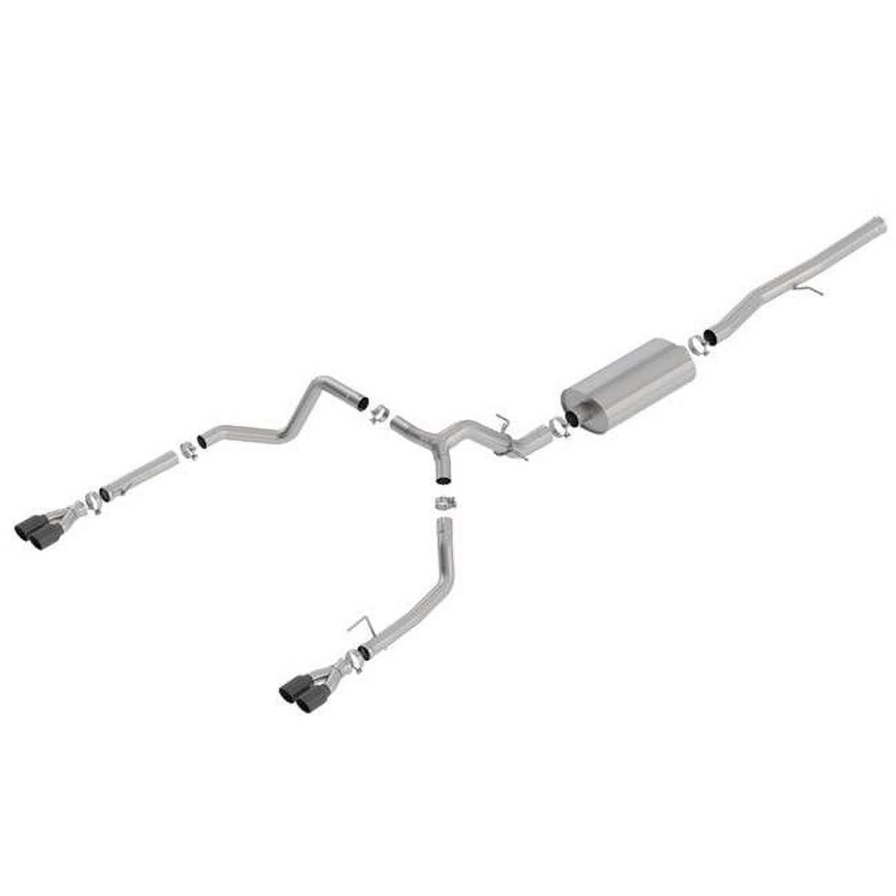 140772BC SS Cat-Back Exhaust System with Quad Rear Exit for Silverdo & Sierra 1500 2019