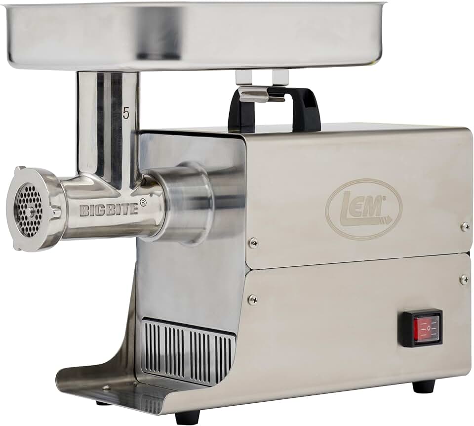 LEM Products BigBite #5 Meat Grinder, 0.35 HP Stainless Steel Electric Meat Grinder Machine, Ideal for Occasional Use