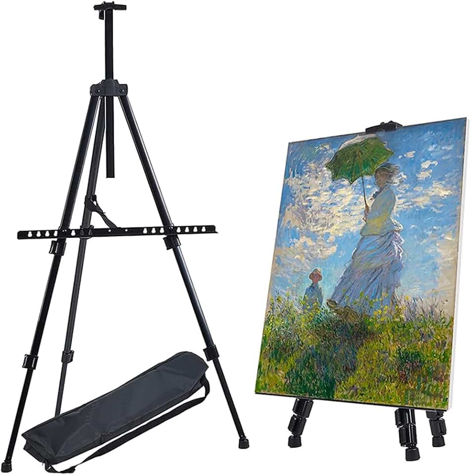 Adjustable Metal Sketch Easel Stand Foldable Travel Easel Aluminum Alloy Easel Sketch Drawing for Artist with Carry Bag