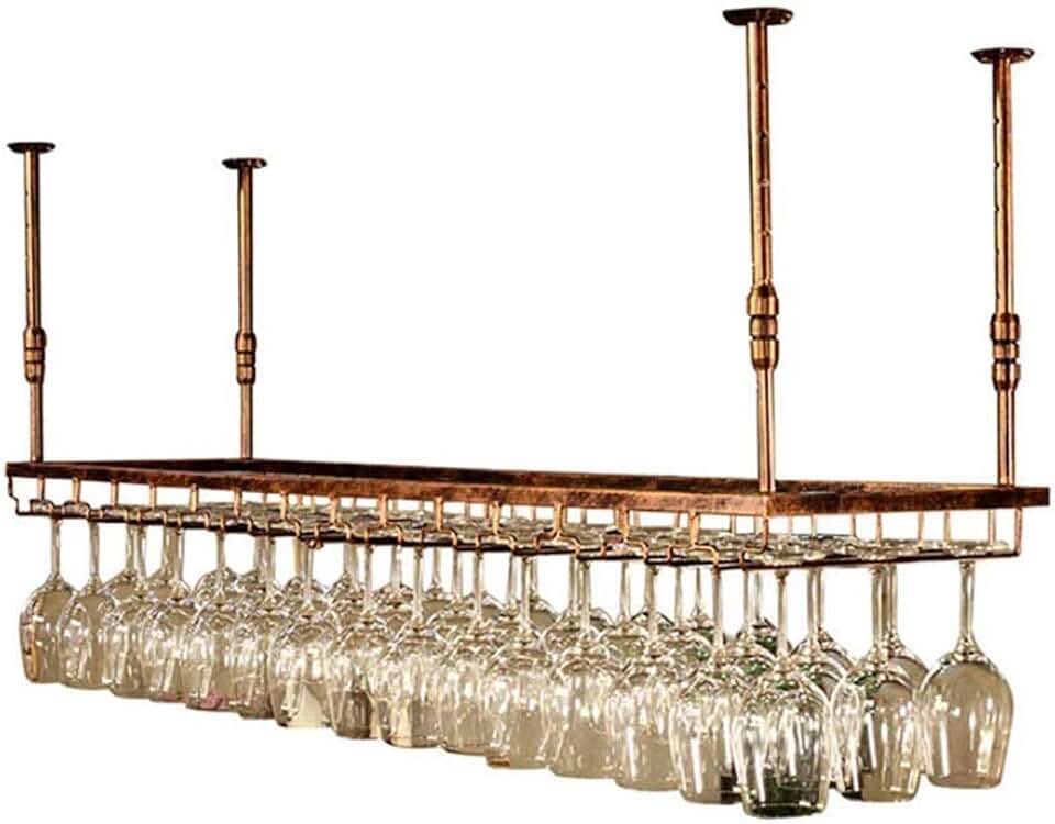 Wine Glass Holder Height-Adjustable Wine Rack for Glassware Rustic Wine Rack for Wall Mounting Stand with Glasses, L60*W35cm