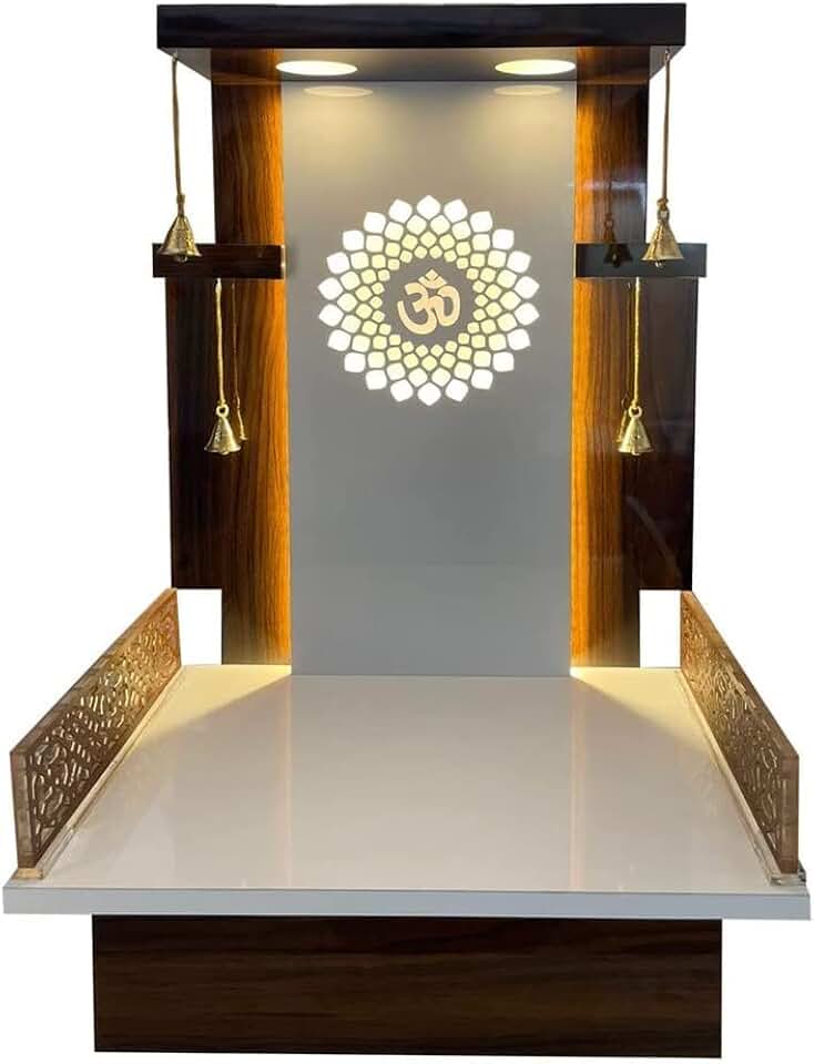 Royal Kurta Wooden Temple White LED Light for Home and Office|Home Temple|Puja Mandir|Wall Hanging & Table Top Home Mandir (18x12x10 HxWxL)