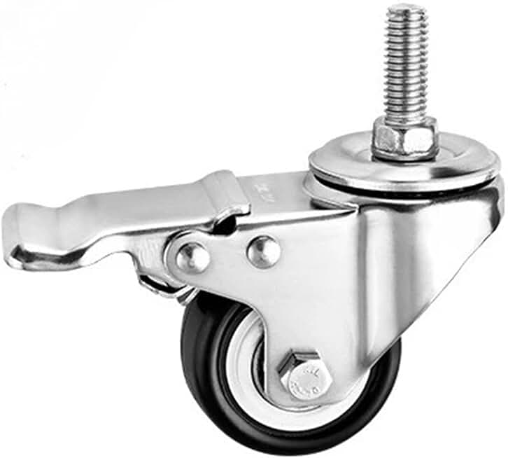 4Pcs 2 Inch Lightweight 304 Stainless Steel Casters Screw Brakes Silent Diamond Universal Wheels Caster 180kg(M10x25 Brake)
