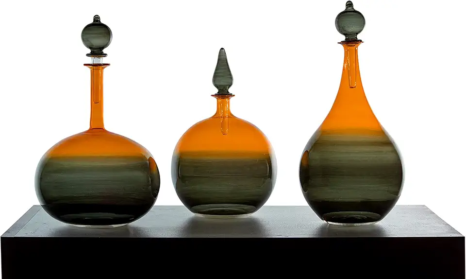 Vintage Classic Decanter set - Decanter Glasses with stopper - Vintage Classic Decanter set - Bar Accessories - Glassware for bartender - Drinking Home decor - Housewarming Gift (orange)