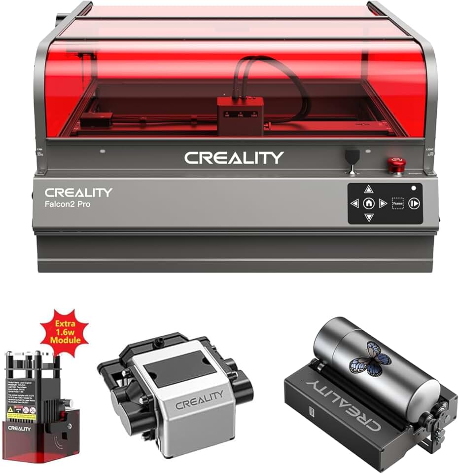 Falcon 2 Pro 40W Engraver Machine & Rotary Kit for Cylindrical Objects Engraving