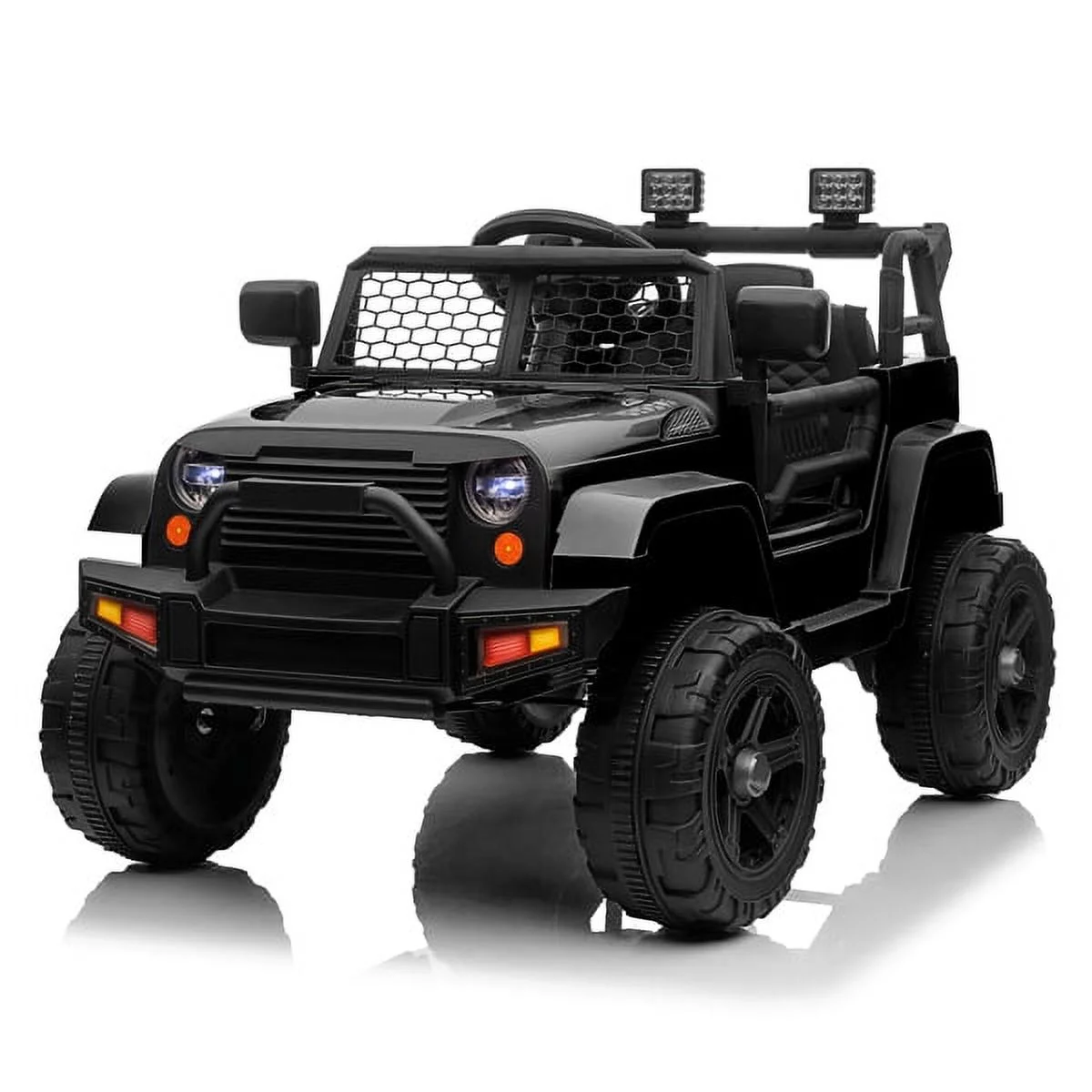 Jeep Dual Remote Control Drive Sports Car 12V 4.5A.h with 2.4G with 2.4G Remote Control Electric Car Christmas Gift of Kids Black
